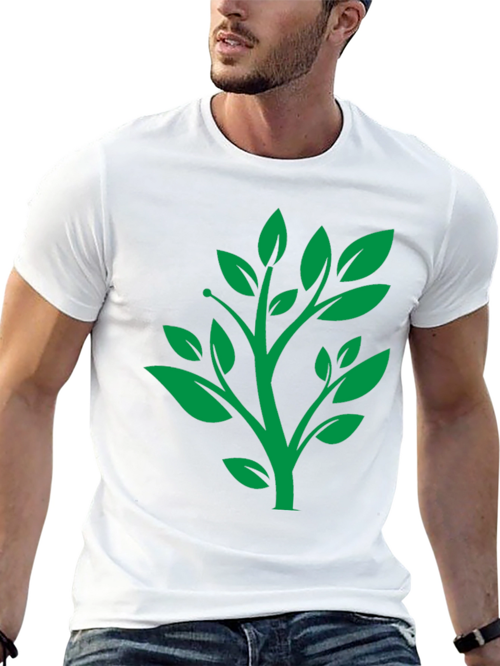 Green Tree Graphic Black T-Shirt