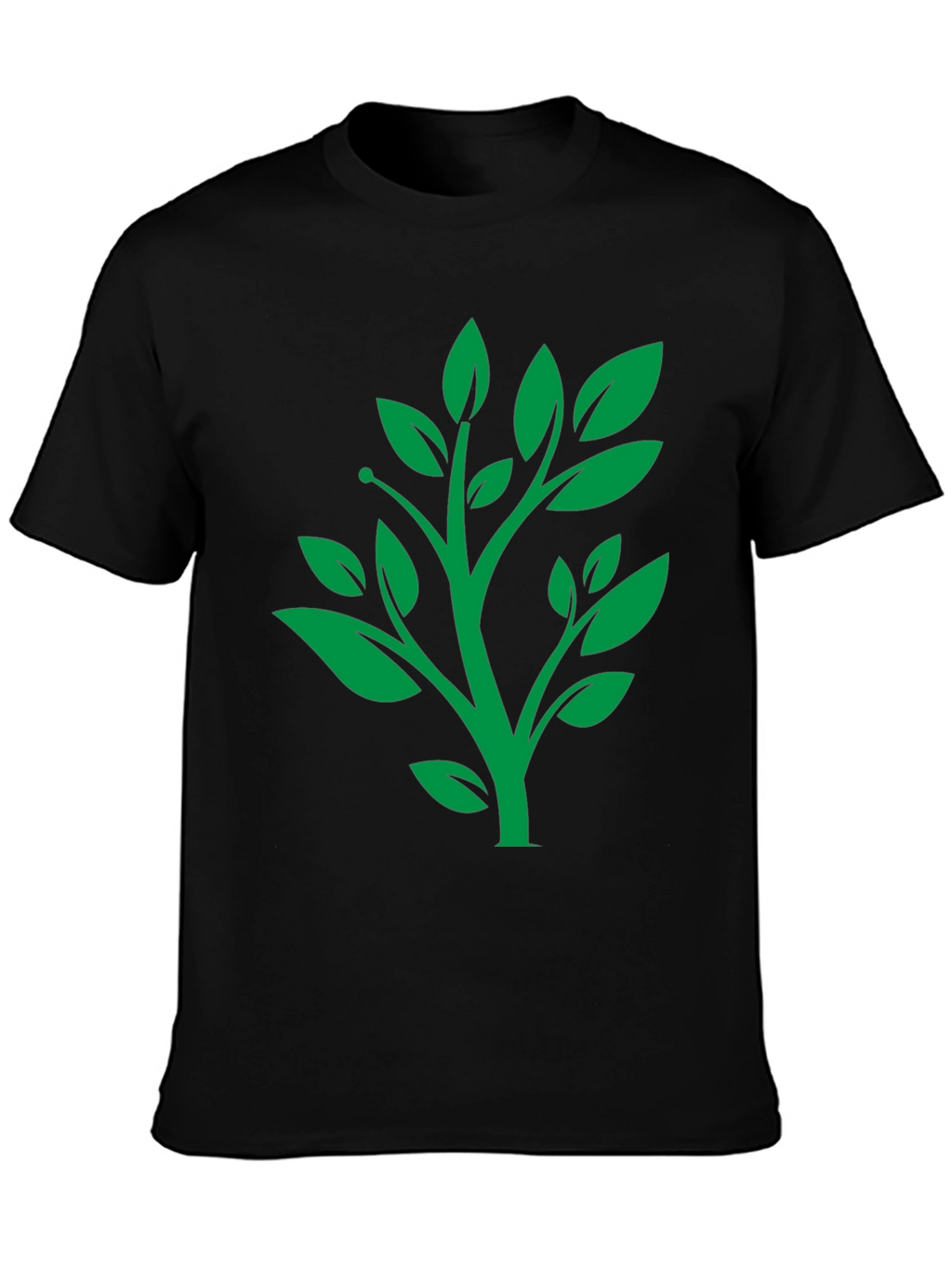 Green Tree Graphic Black T-Shirt