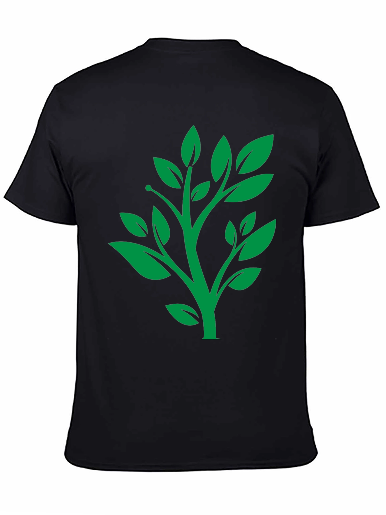Green Tree Graphic Black T-Shirt