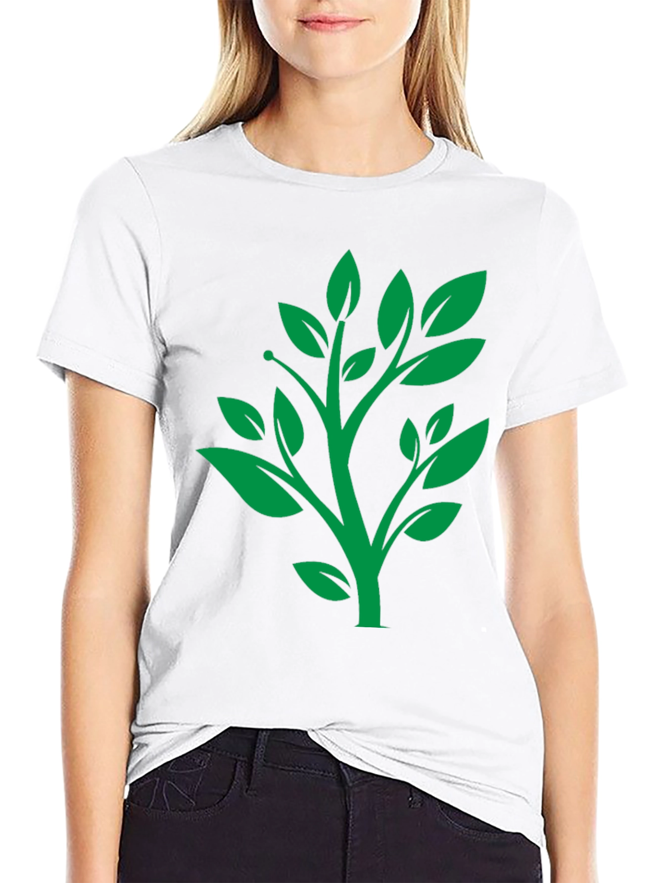 Green Tree Graphic Black T-Shirt