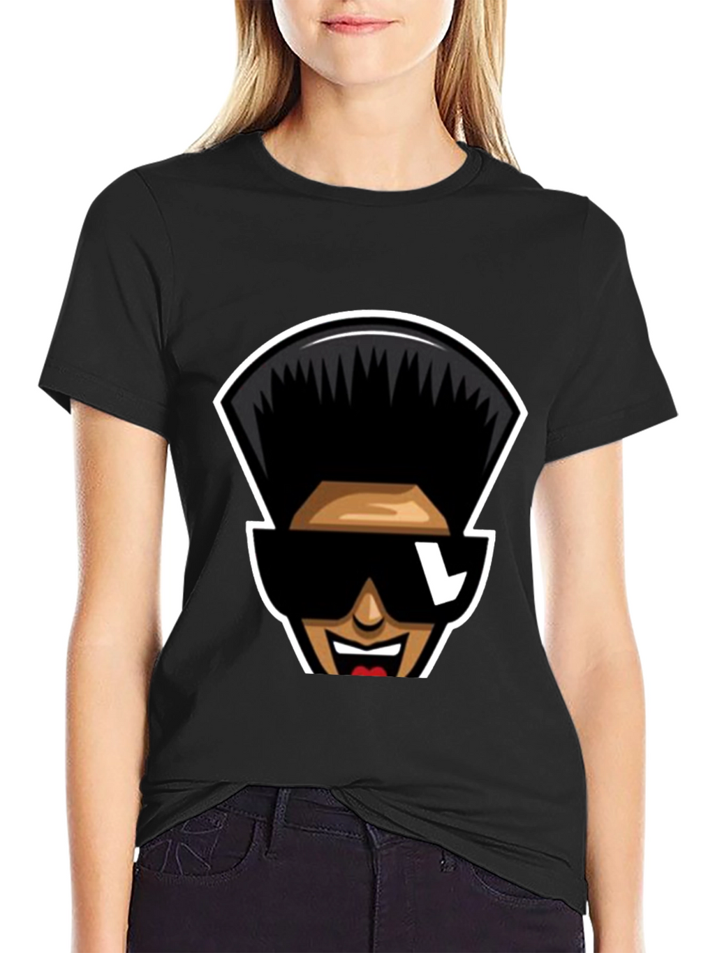Retro Cartoon Character T-Shirt - Black