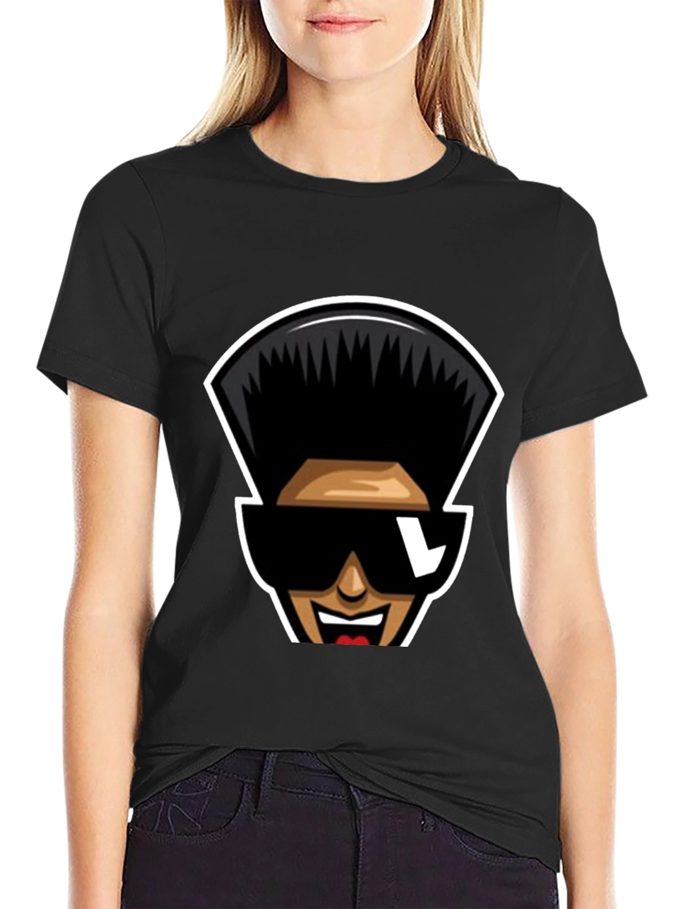 Retro Cartoon Character T-Shirt - Black