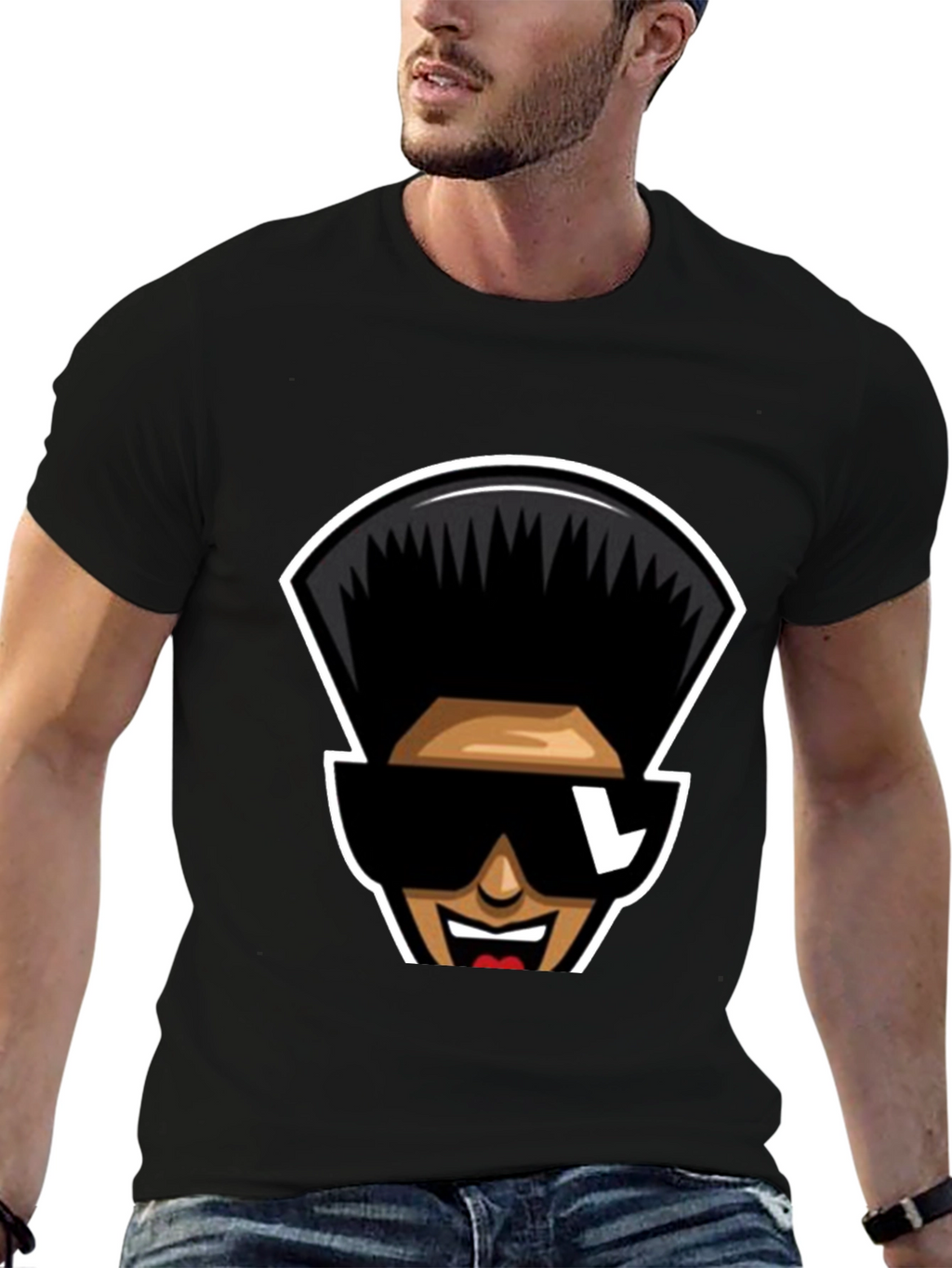 Retro Cartoon Character T-Shirt - Black