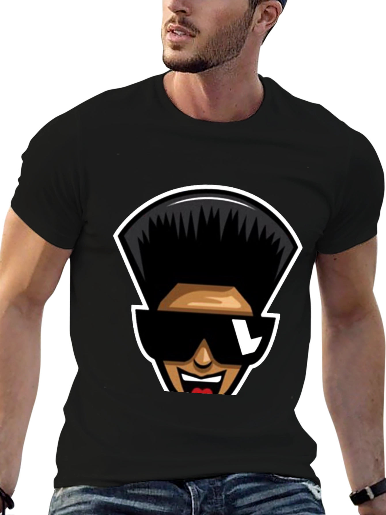 Retro Cartoon Character T-Shirt - Black