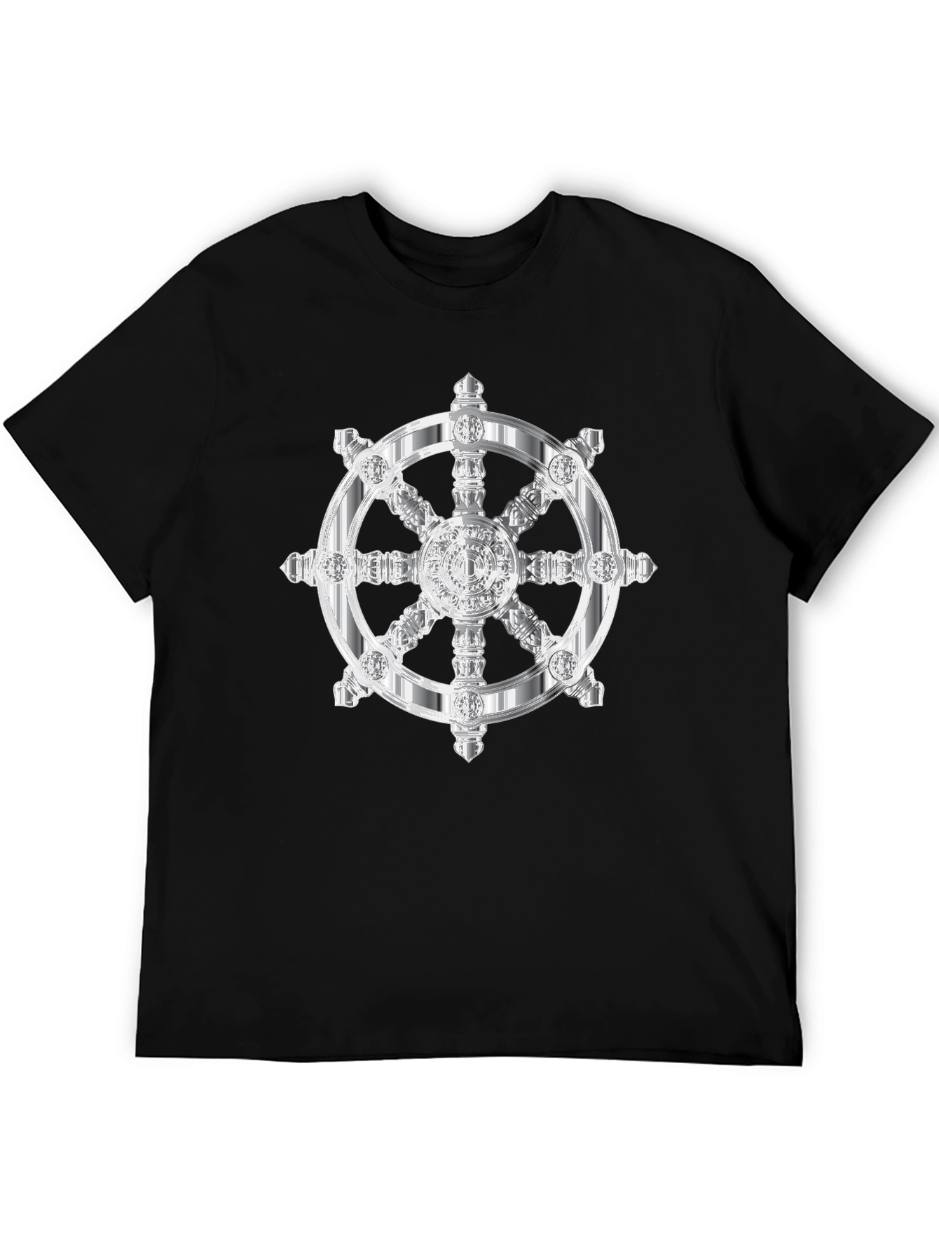Dharma Wheel Graphic Tee - Black Cotton T-Shirt