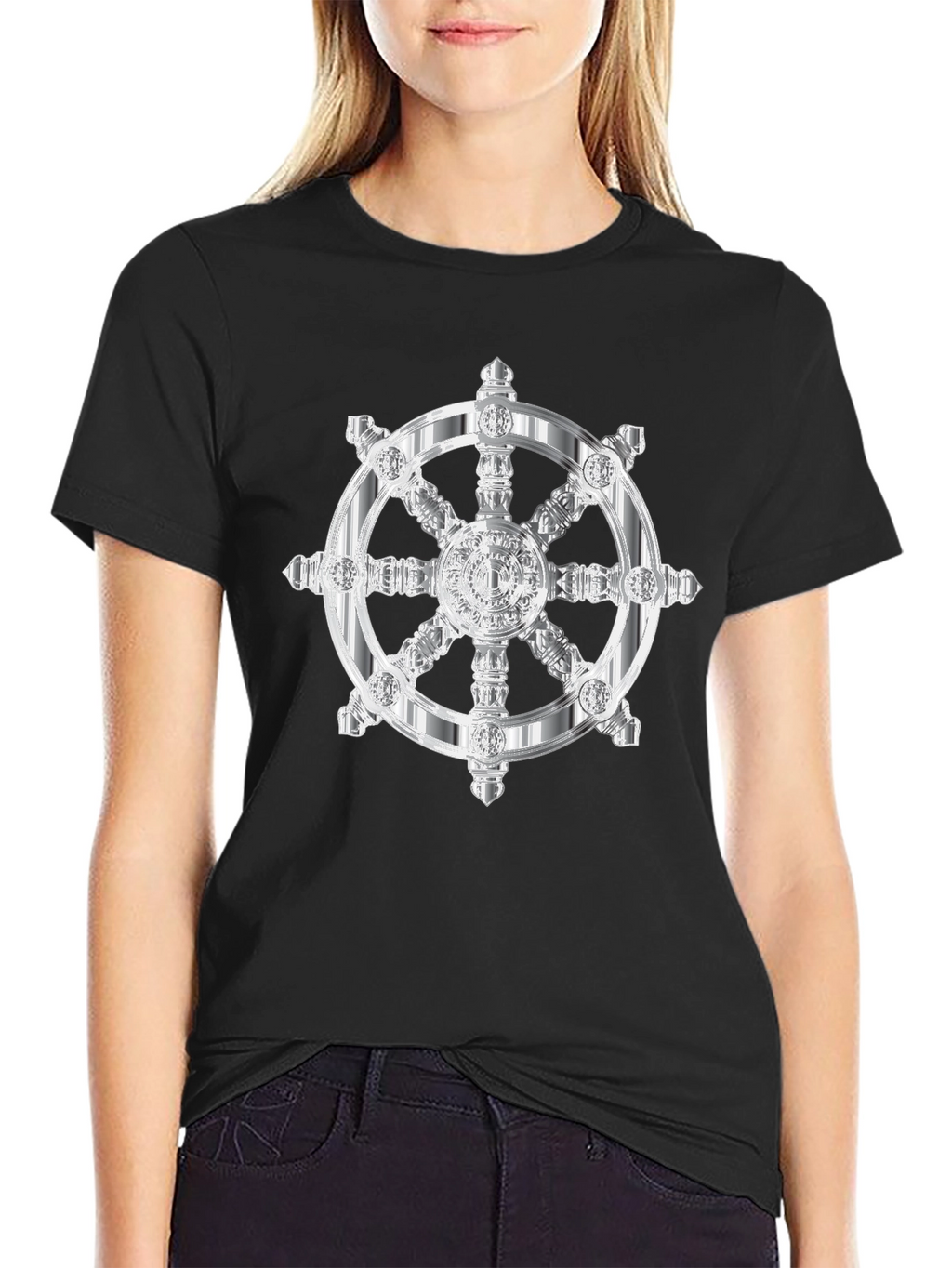 Dharma Wheel Graphic Tee - Black Cotton T-Shirt