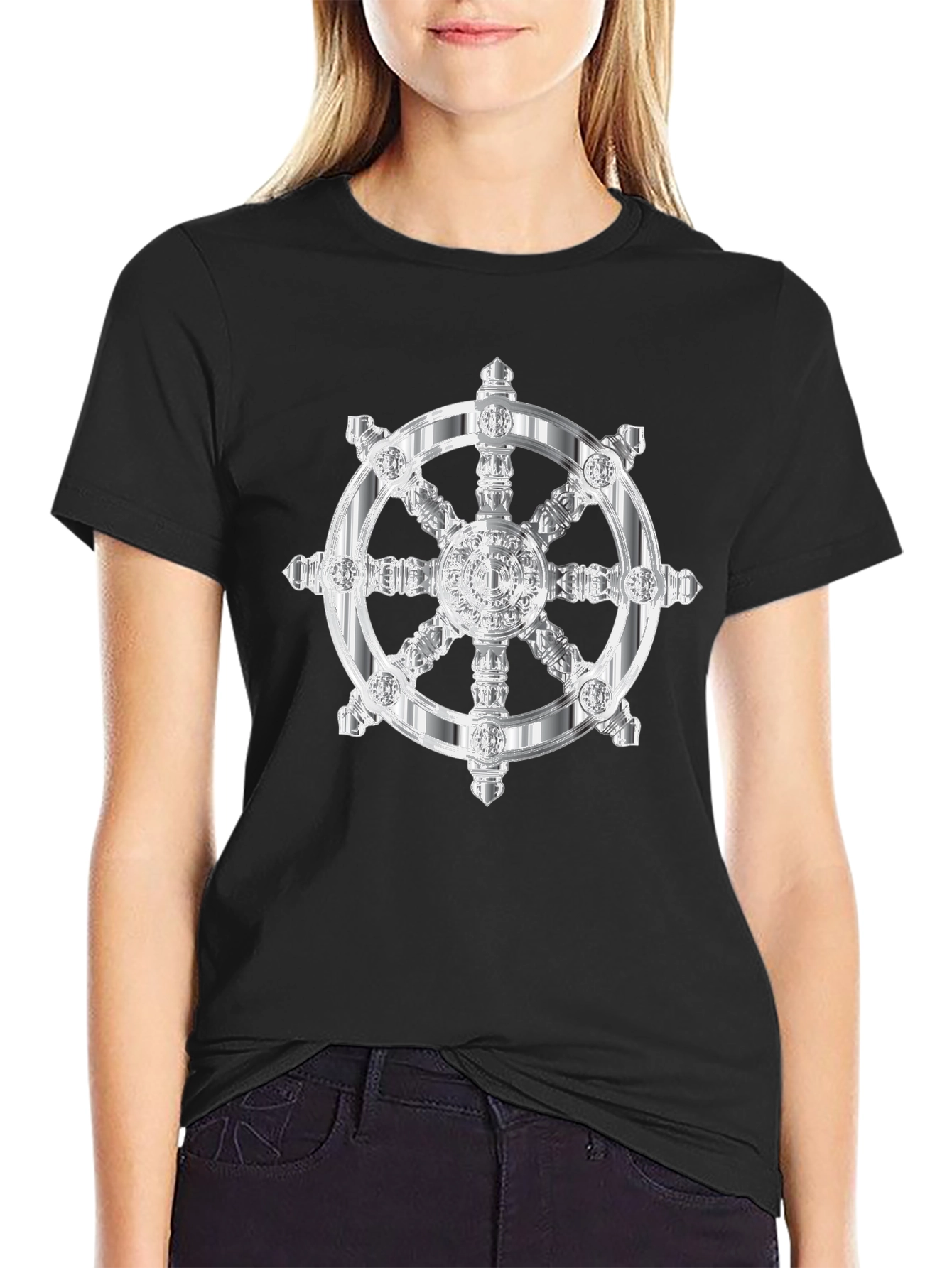 Dharma Wheel Graphic Tee - Black Cotton T-Shirt