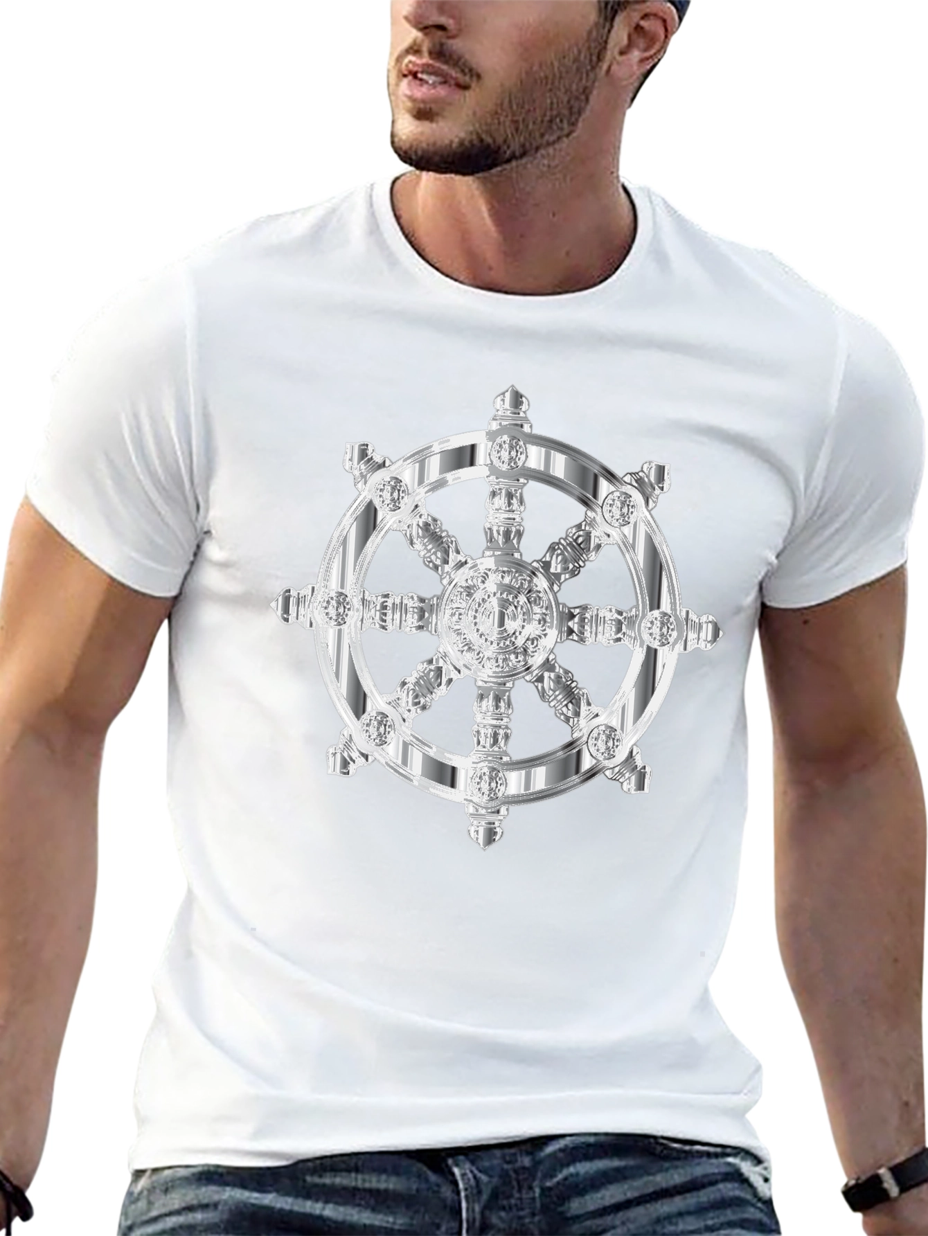 Dharma Wheel Graphic Tee - Black Cotton T-Shirt