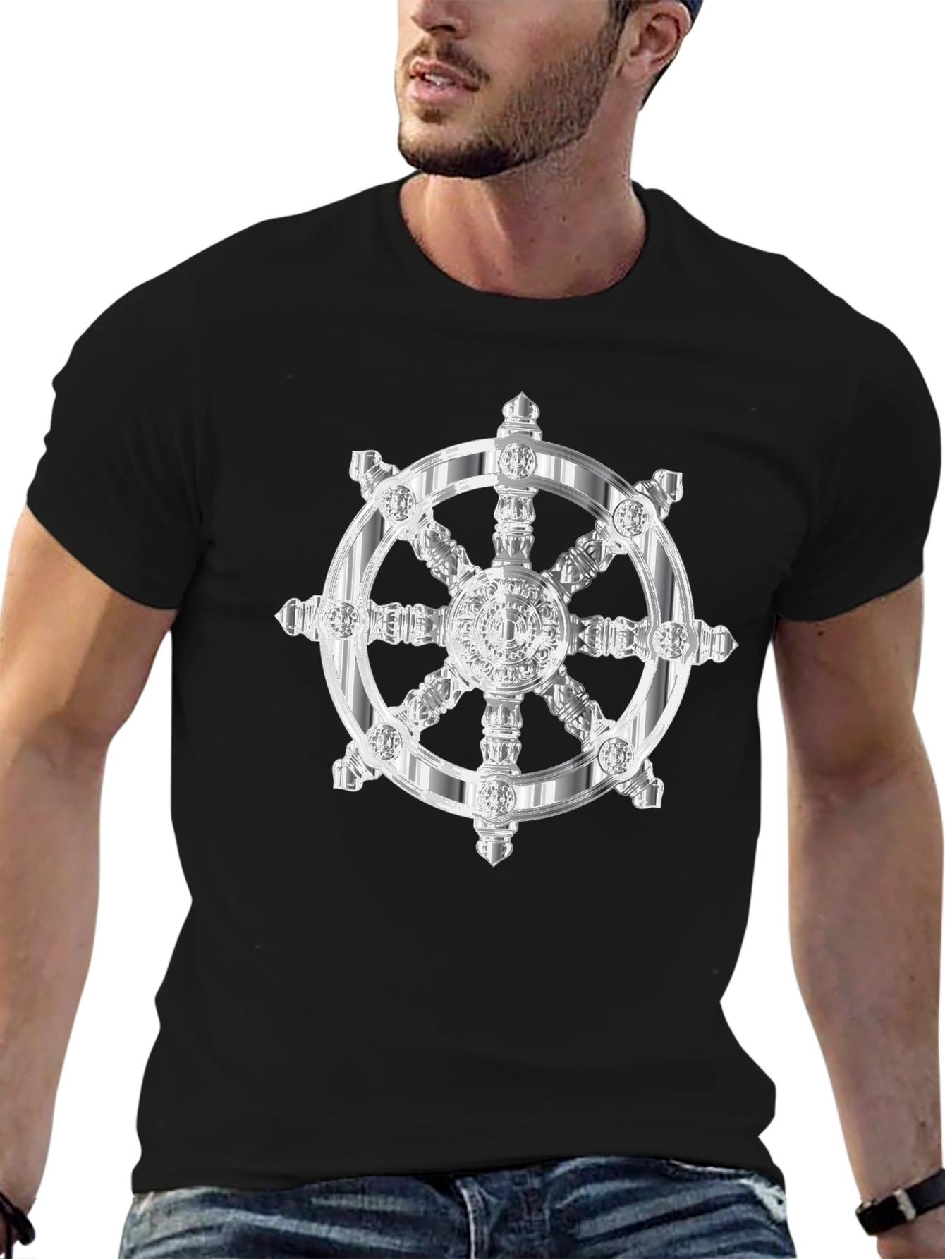 Dharma Wheel Graphic Tee - Black Cotton T-Shirt