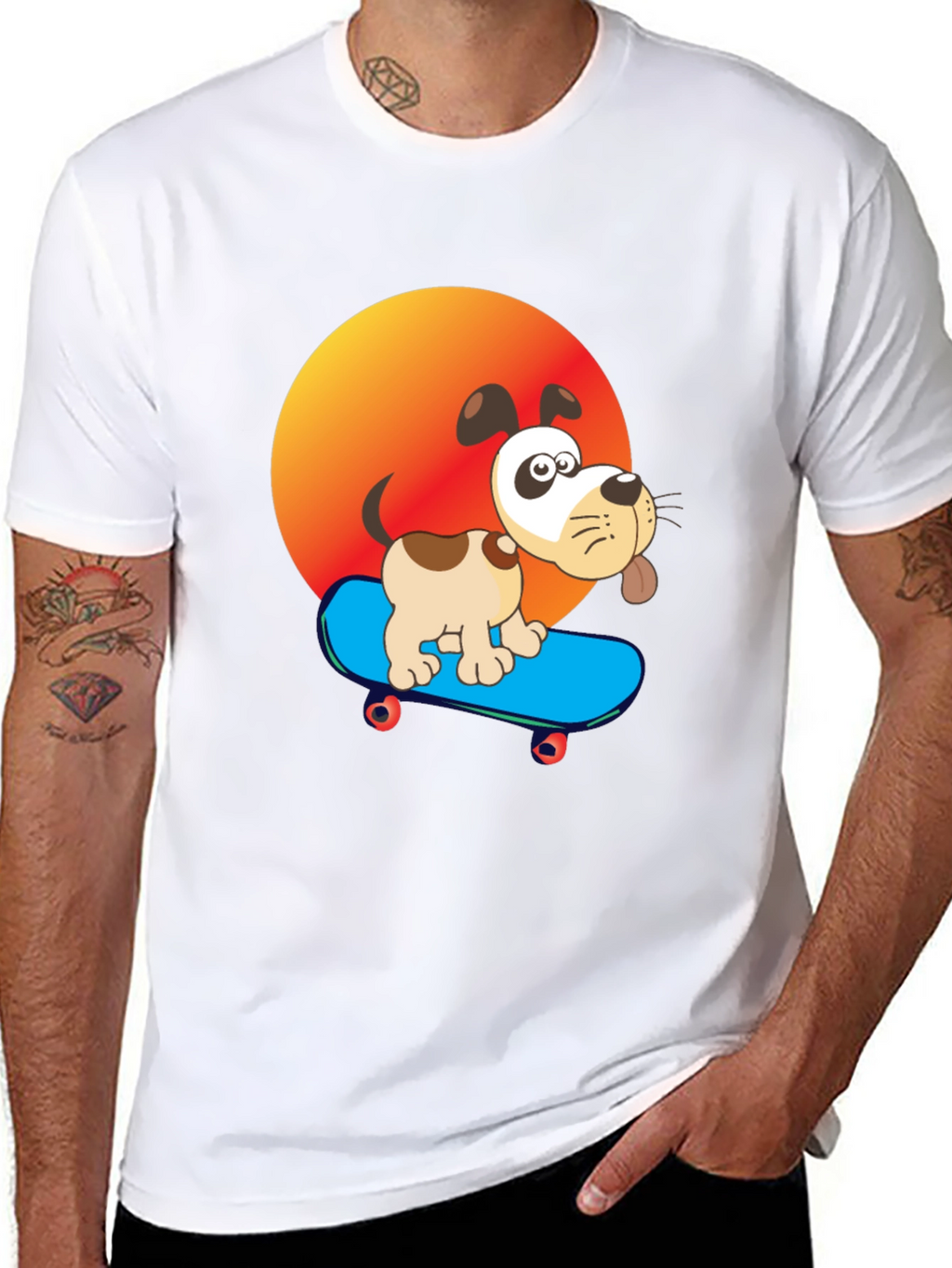 Dog on Skateboard Graphic Tee - Cool & Fun