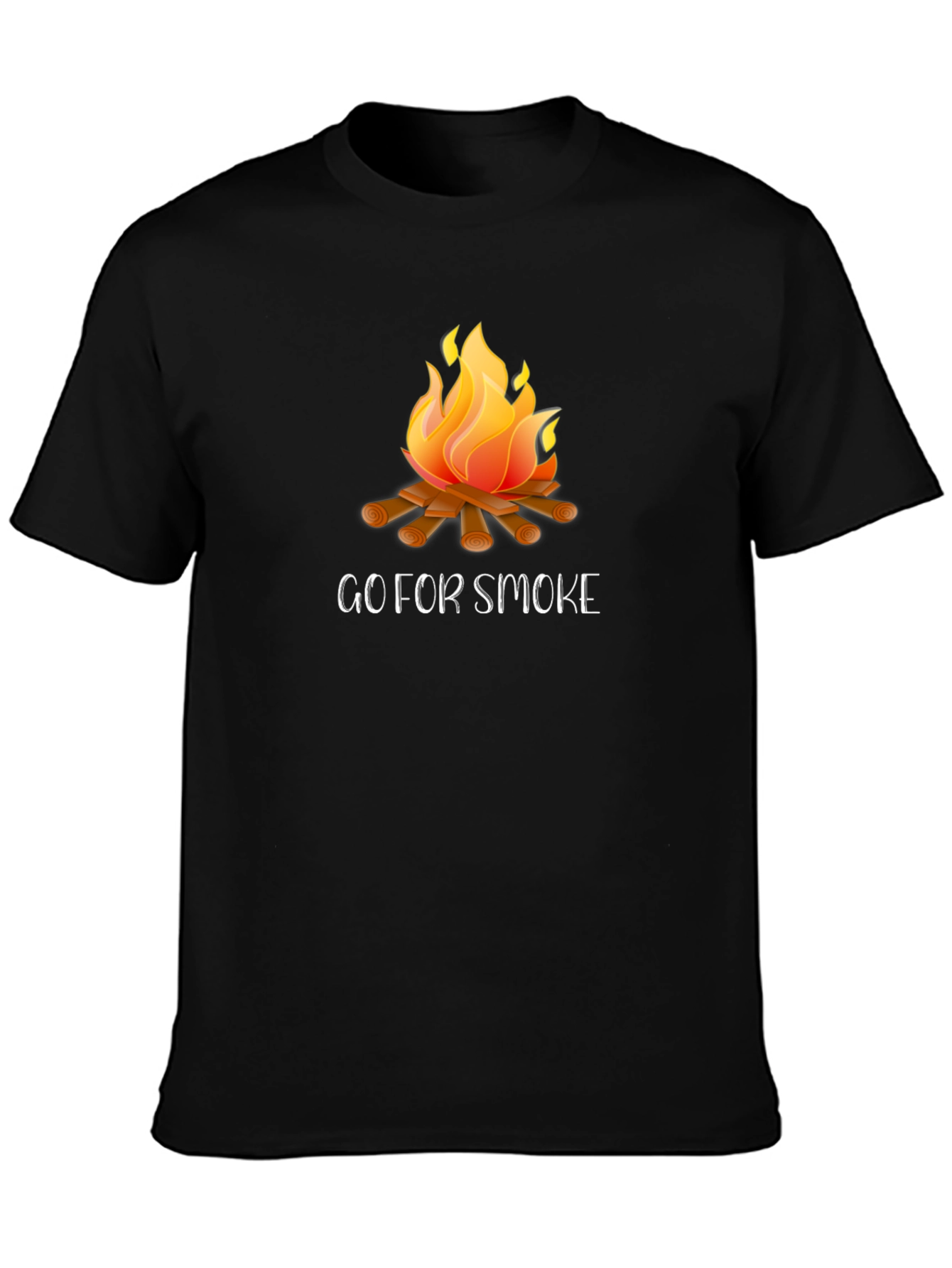 Go For Smoke Campfire Graphic Tee - Black Cotton Casual T-Shirt