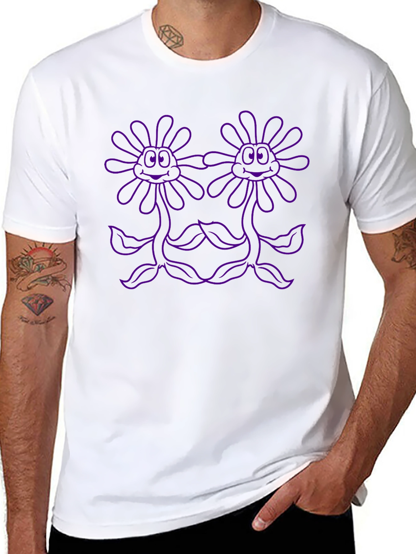 Novelty Graphic Tee: Purple Flower Power