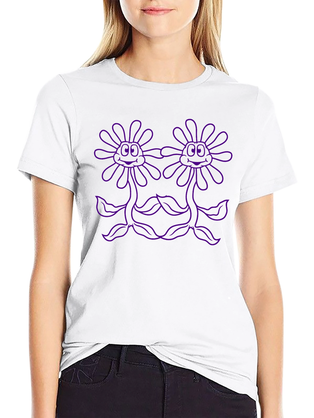 Novelty Graphic Tee: Purple Flower Power