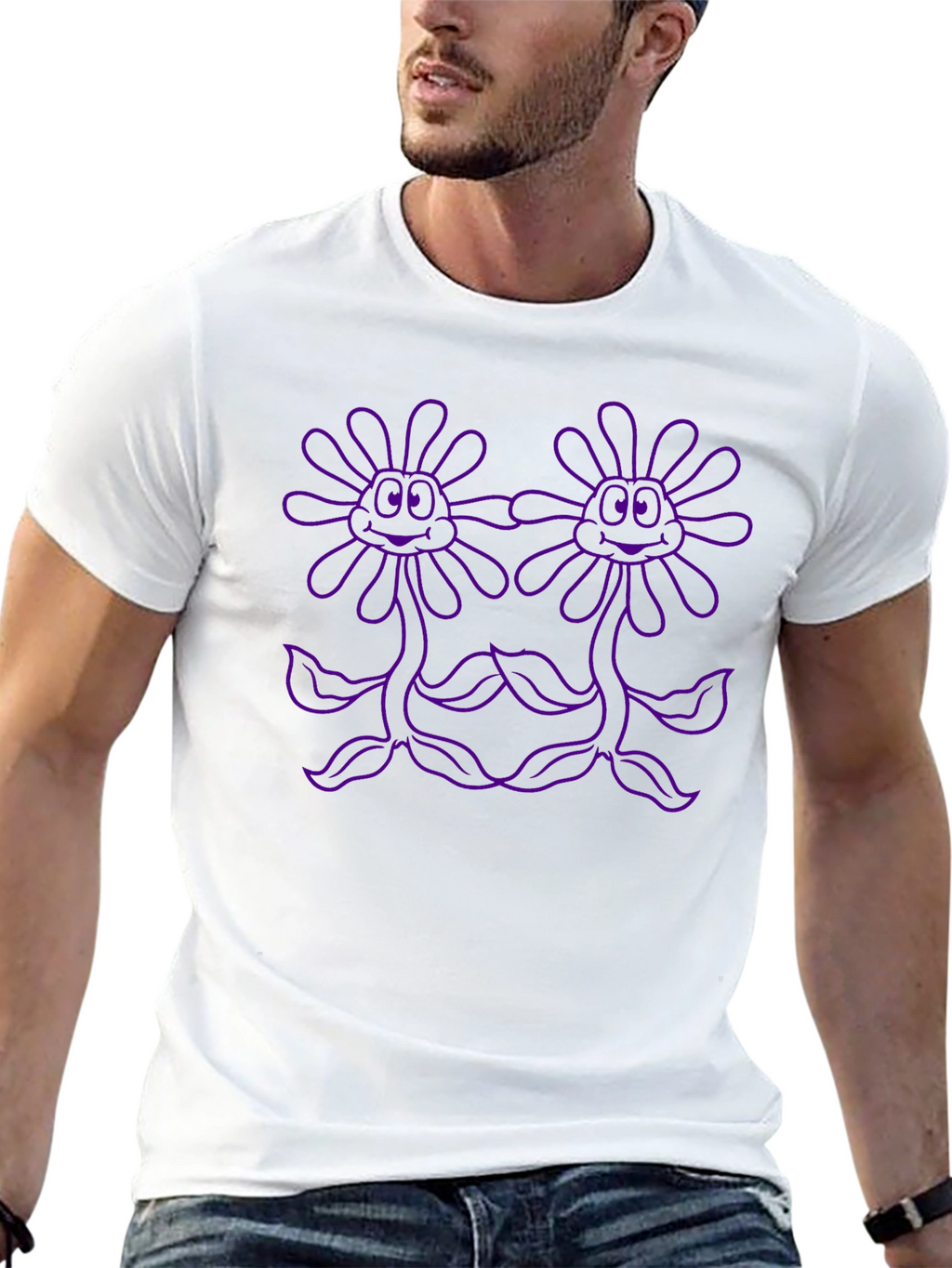 Novelty Graphic Tee: Purple Flower Power