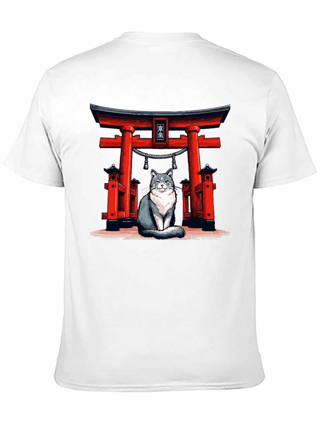 Cat Torii Gate Black T-Shirt