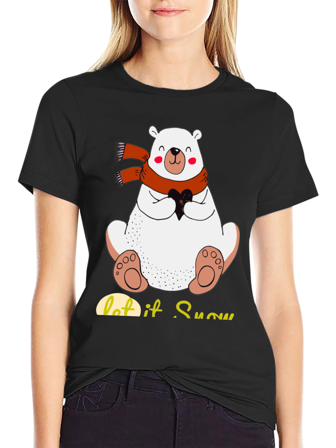 Cute Polar Bear T-Shirt: Let It Snow Holiday Tee