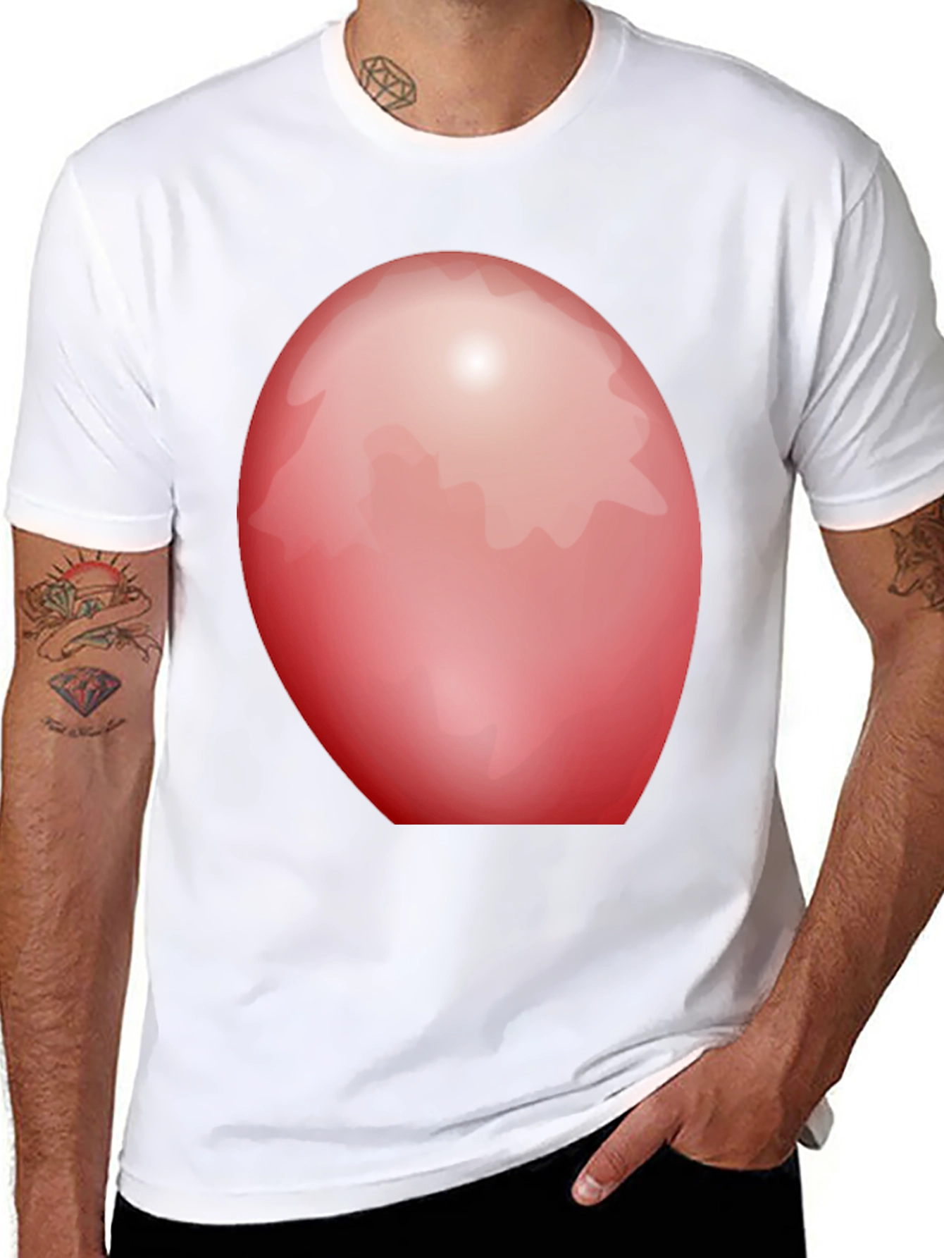Red Oval Graphic Black T-Shirt