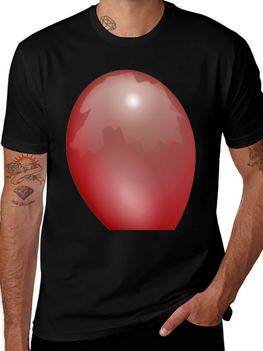 Red Oval Graphic Black T-Shirt