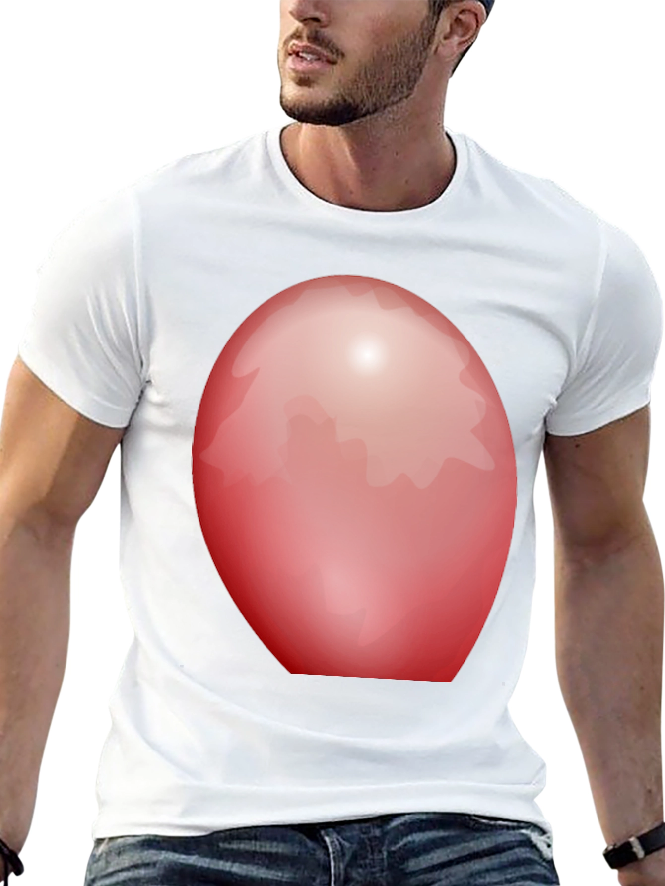 Red Oval Graphic Black T-Shirt