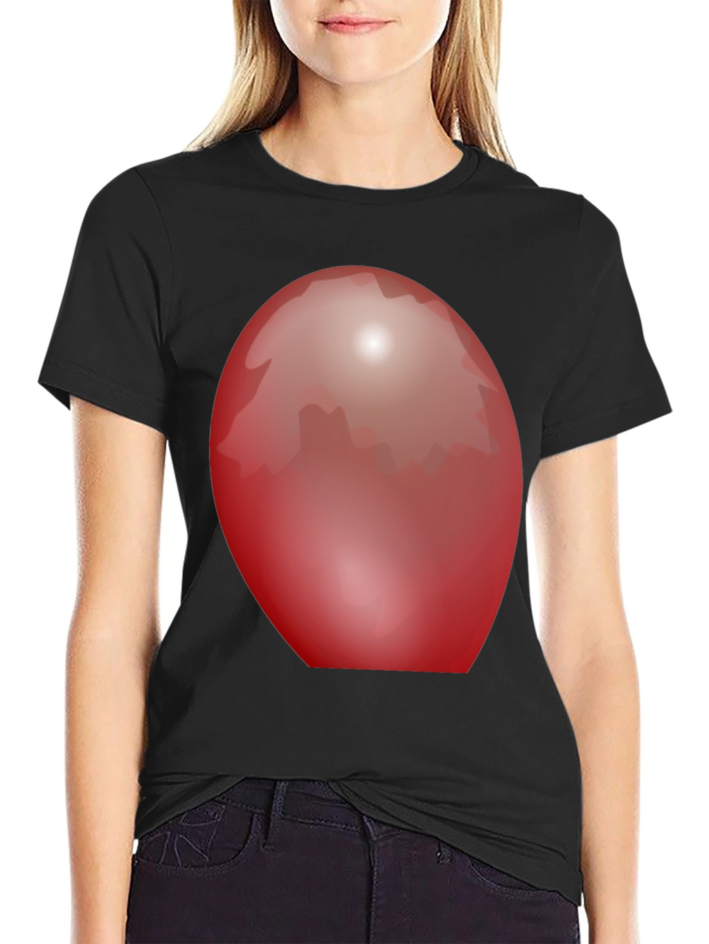 Red Oval Graphic Black T-Shirt