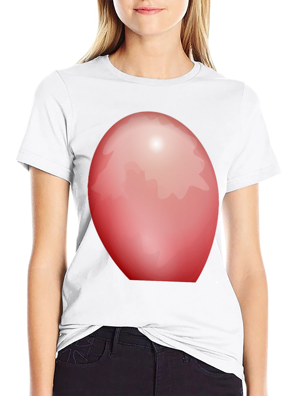 Red Oval Graphic Black T-Shirt