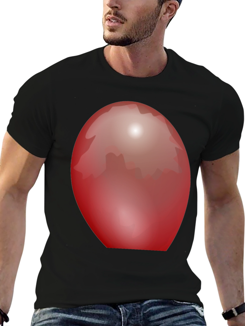 Red Oval Graphic Black T-Shirt