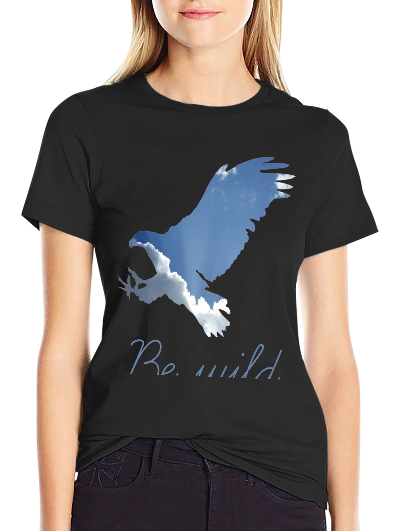 Be Wild Eagle Graphic Tee - Black Cotton Blend Shirt