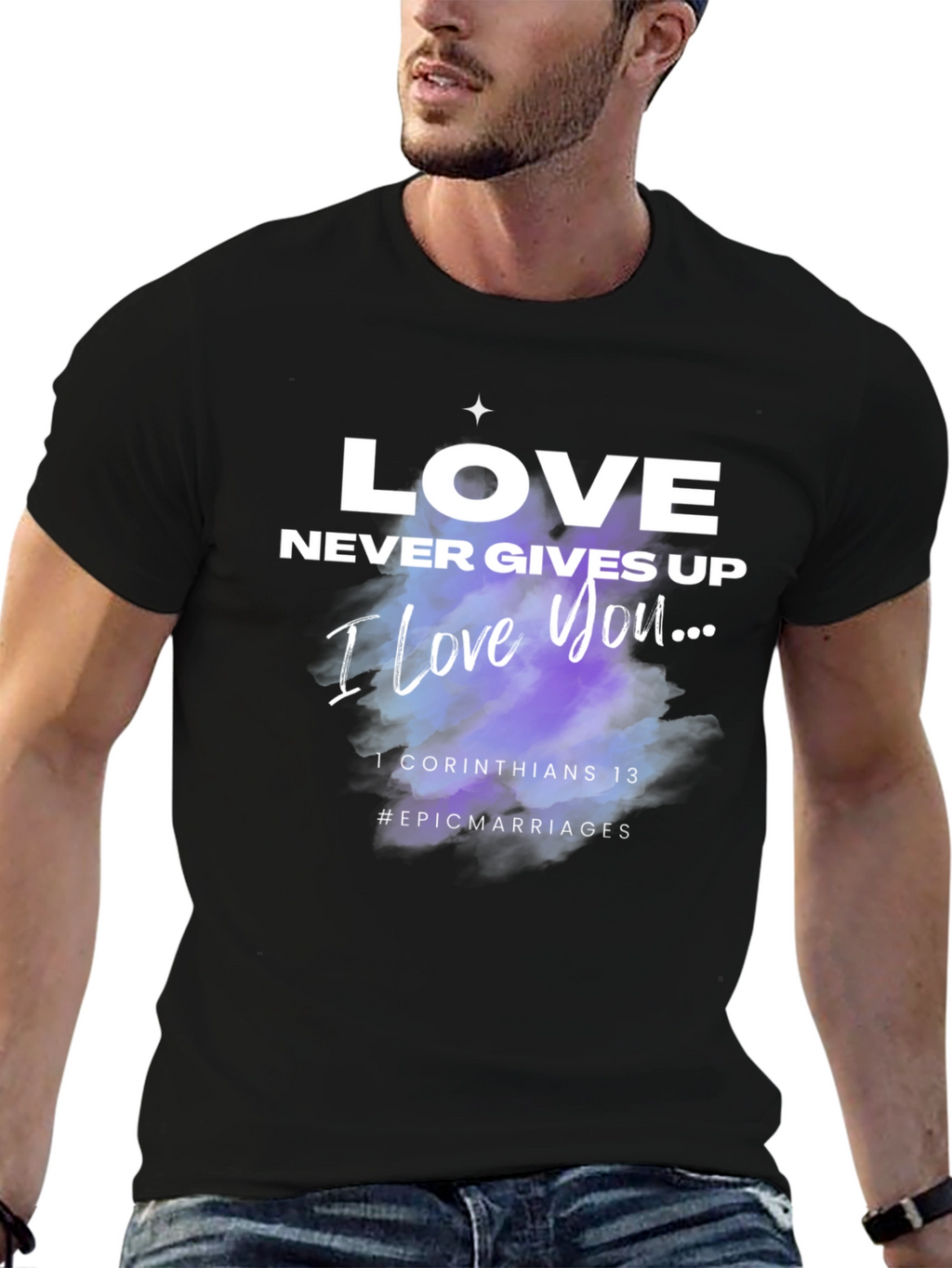 Love Never Gives Up Black T-Shirt