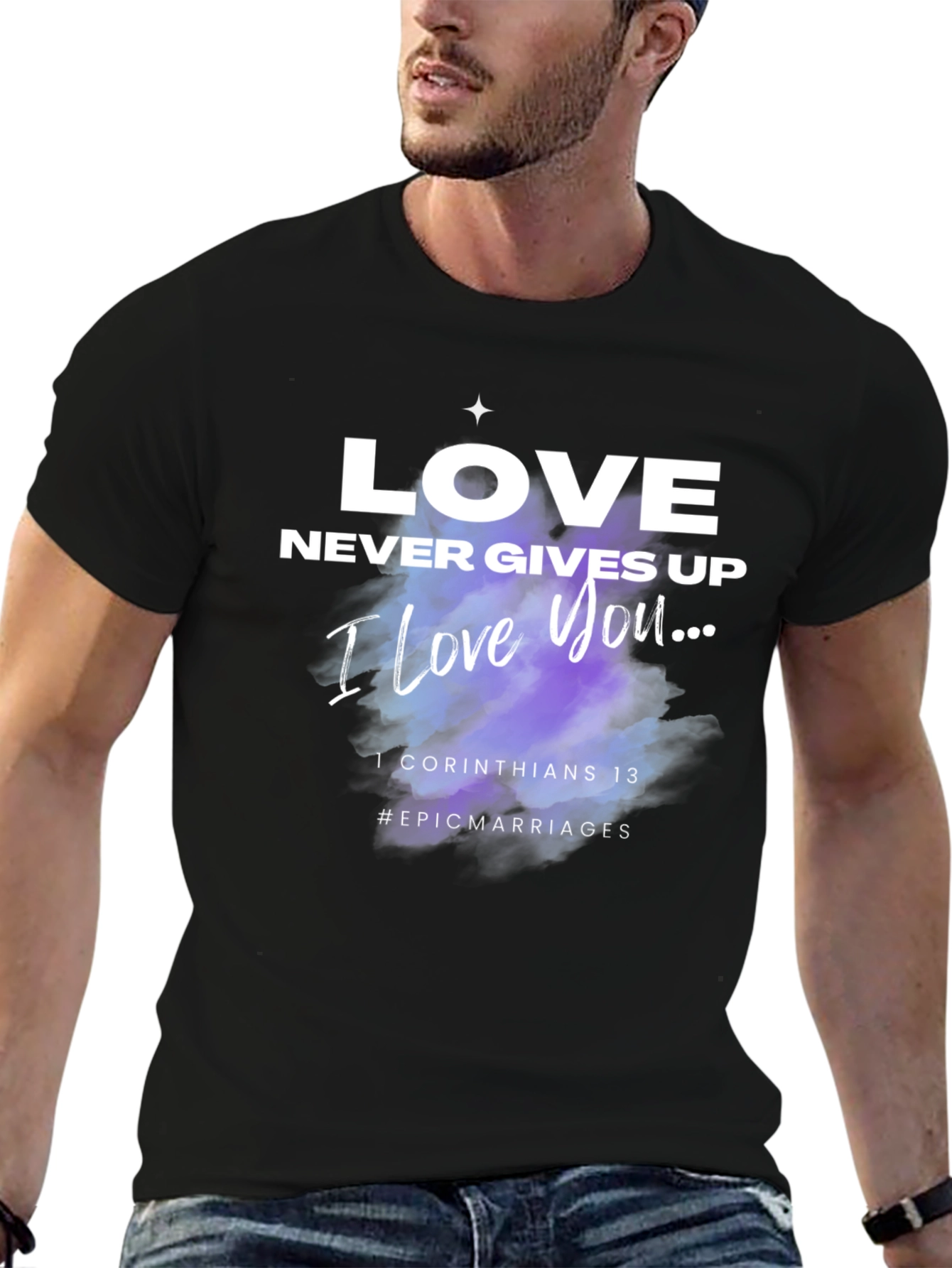 Love Never Gives Up Black T-Shirt