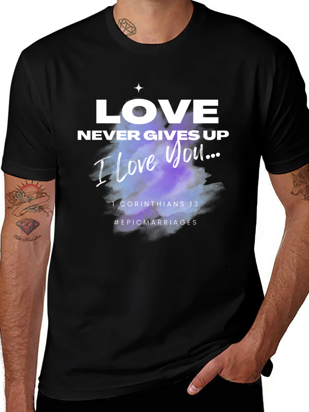 Love Never Gives Up Black T-Shirt