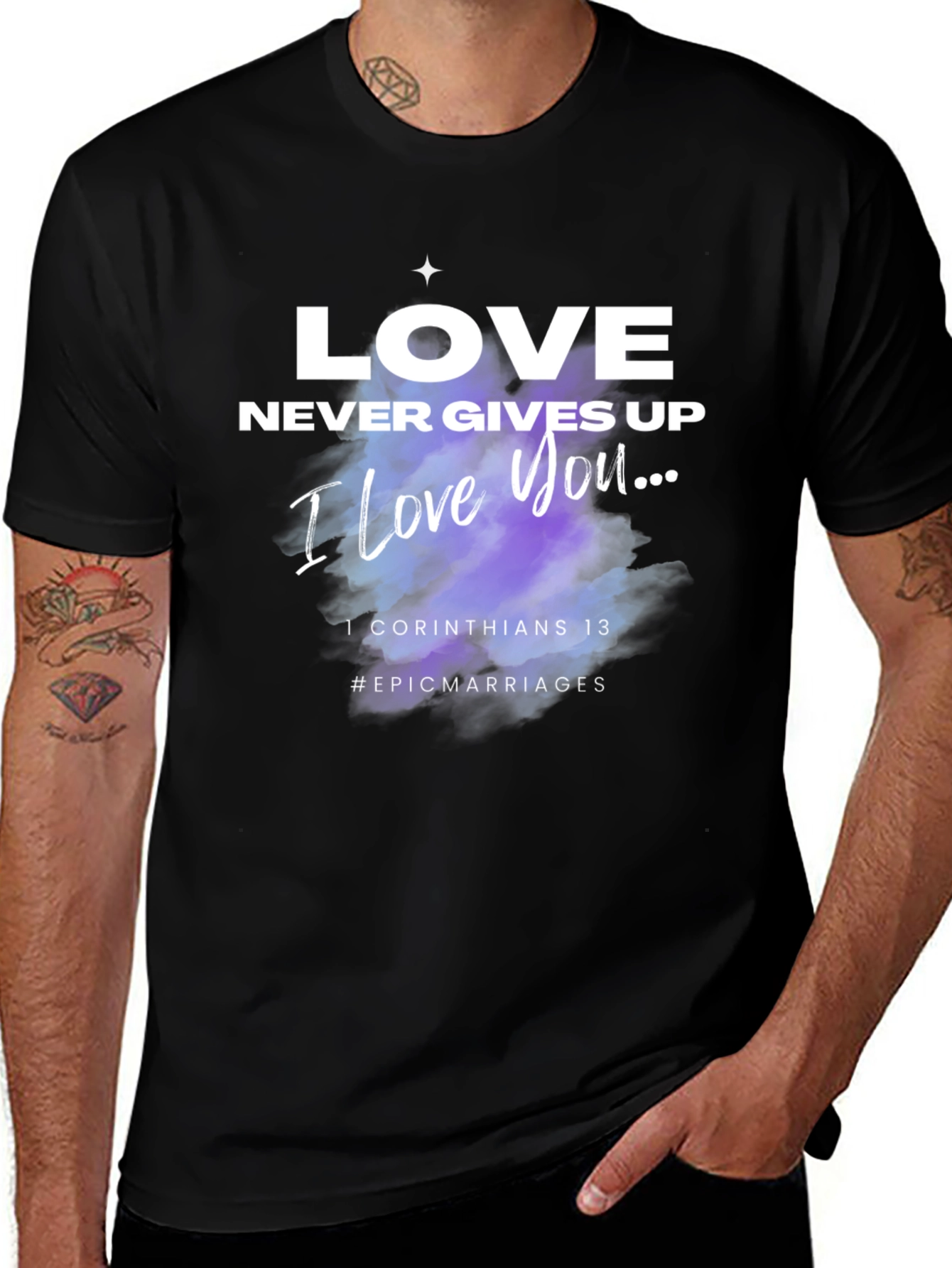 Love Never Gives Up Black T-Shirt