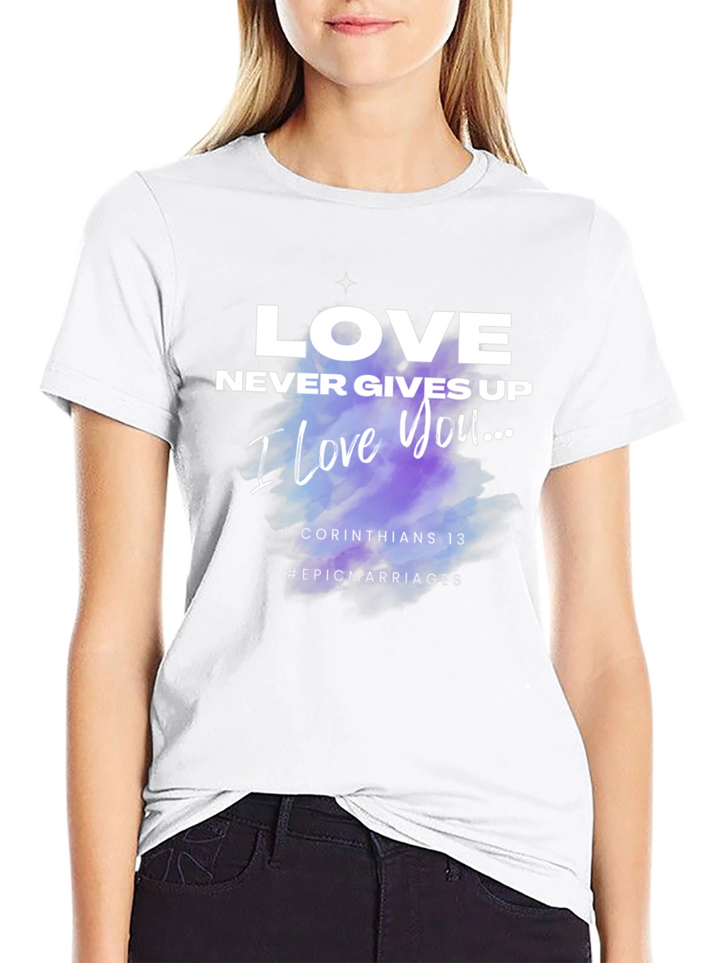 Love Never Gives Up Black T-Shirt