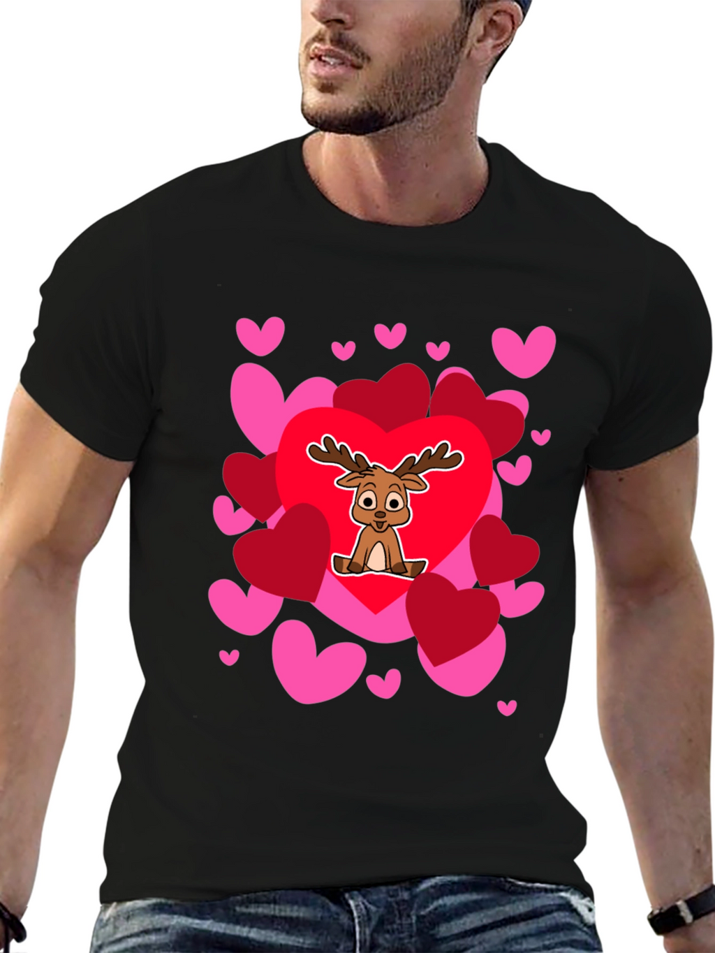 Reindeer Love Heart Valentines Day T-Shirt