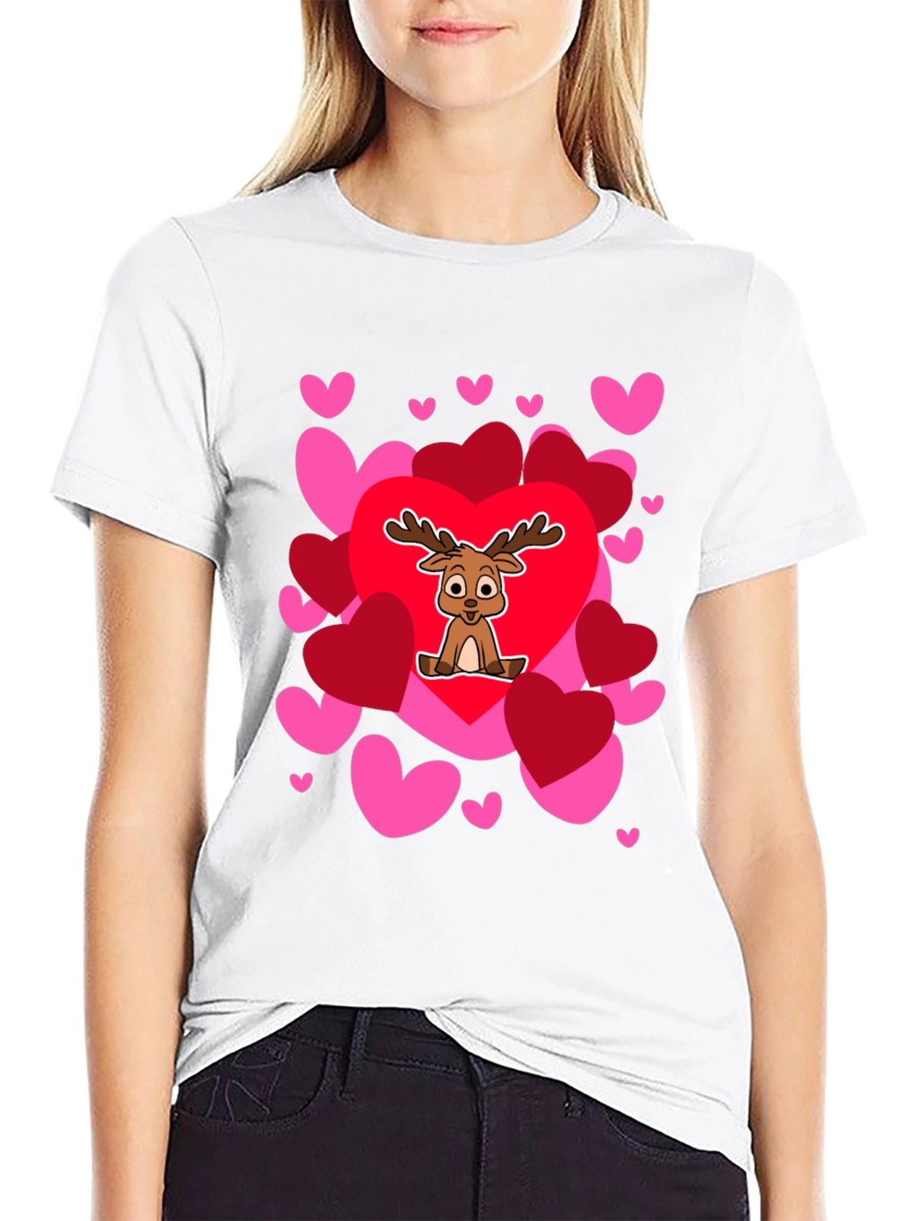 Reindeer Love Heart Valentines Day T-Shirt