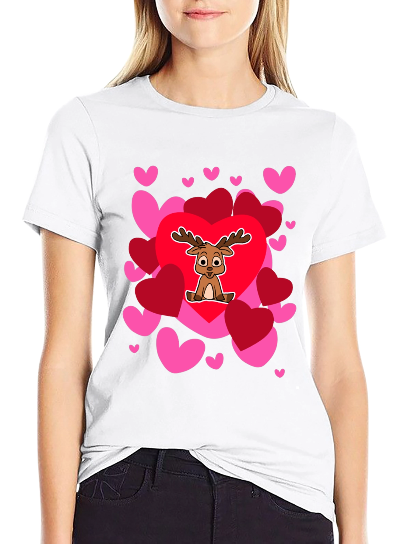 Reindeer Love Heart Valentines Day T-Shirt