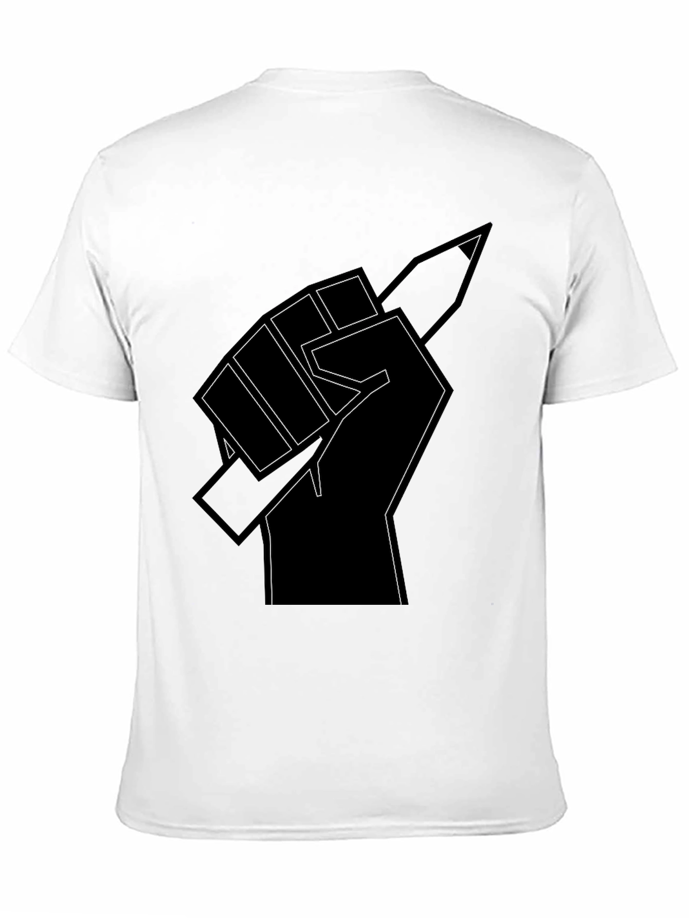 Fist Holding Pencil Graphic T-Shirt - Black