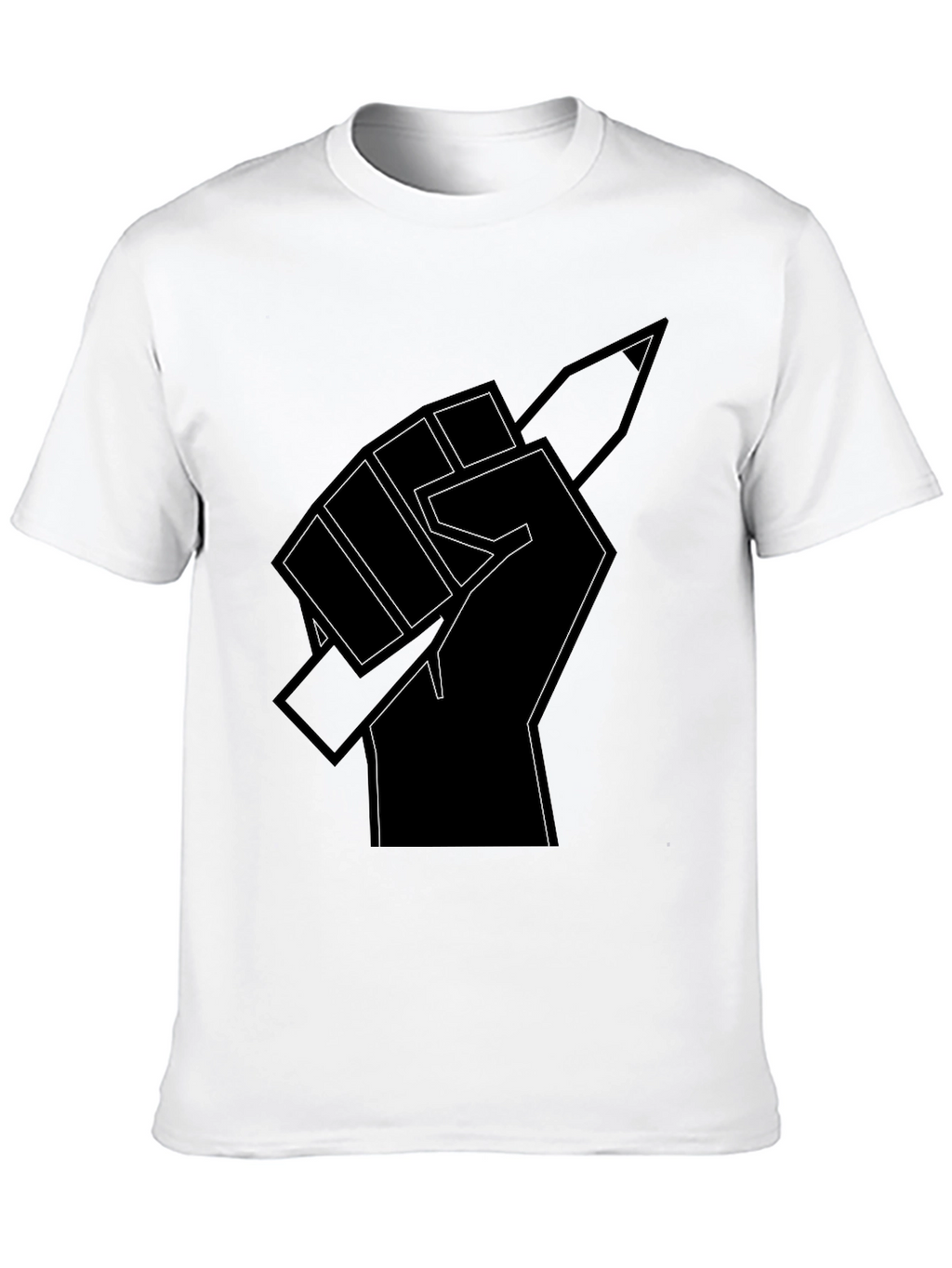 Fist Holding Pencil Graphic T-Shirt - Black