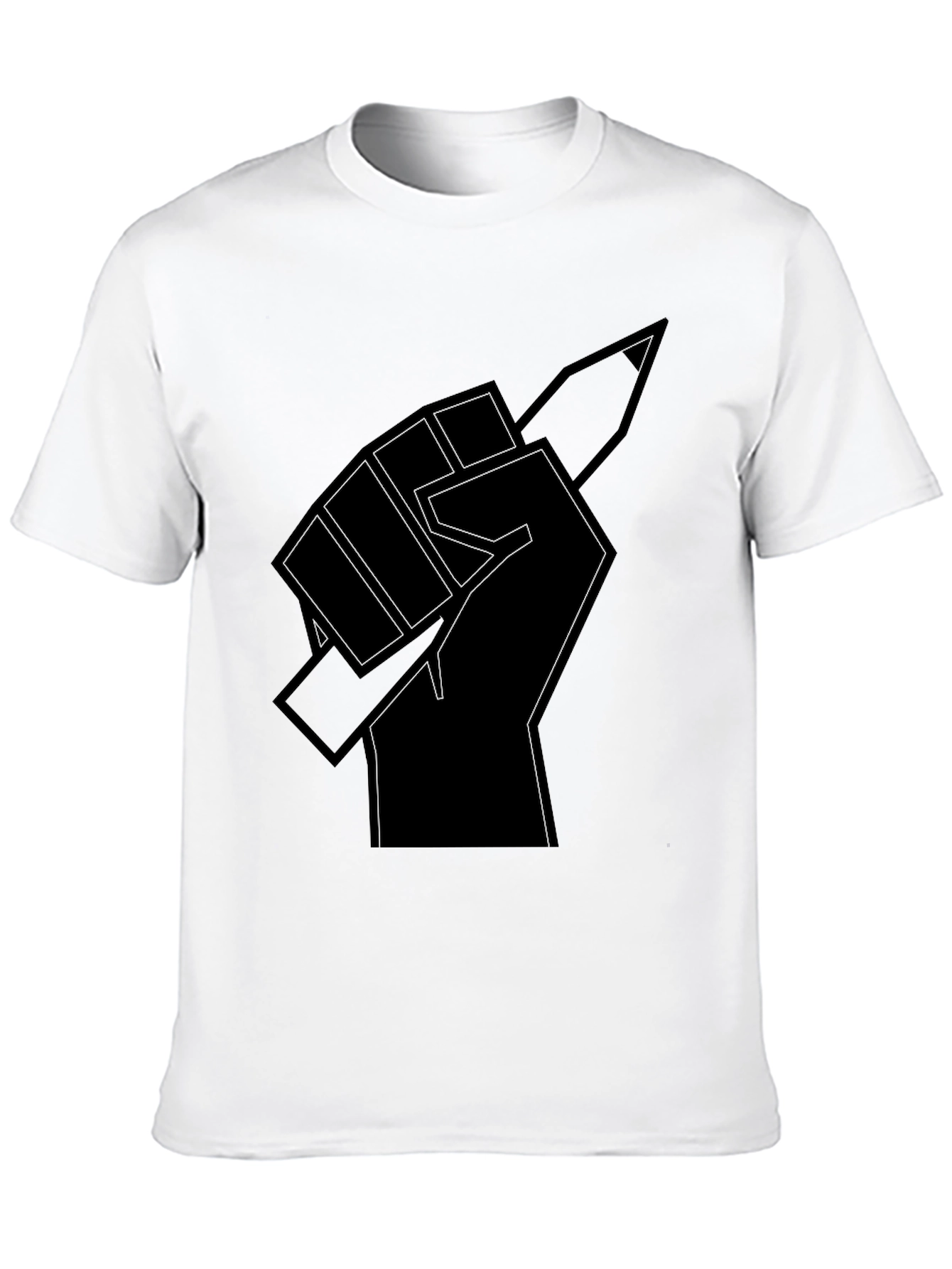 Fist Holding Pencil Graphic T-Shirt - Black