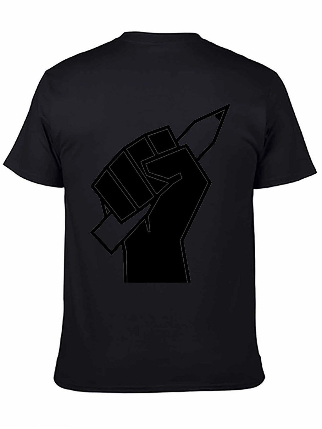 Fist Holding Pencil Graphic T-Shirt - Black