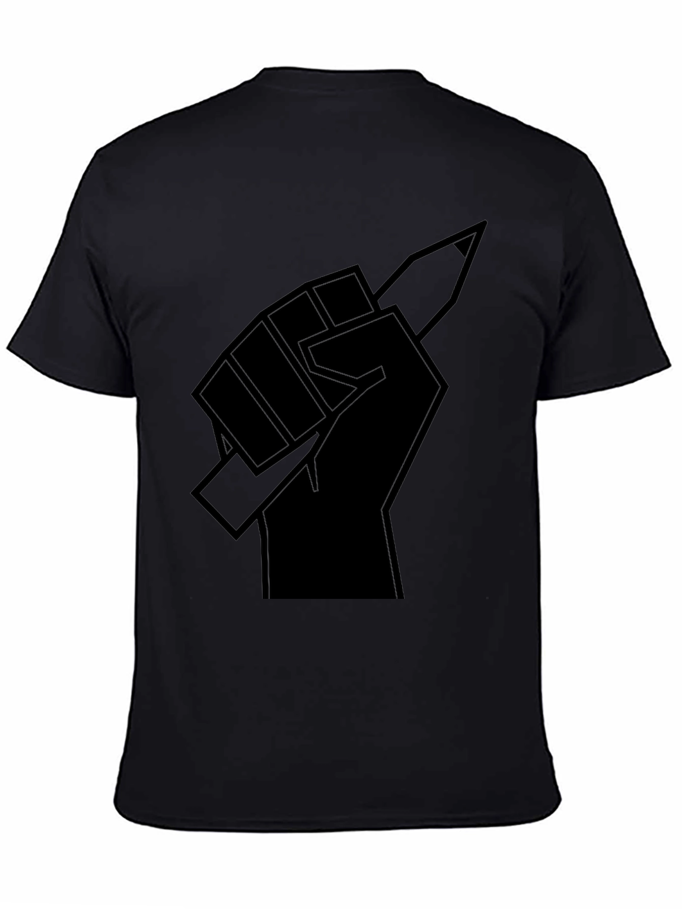 Fist Holding Pencil Graphic T-Shirt - Black
