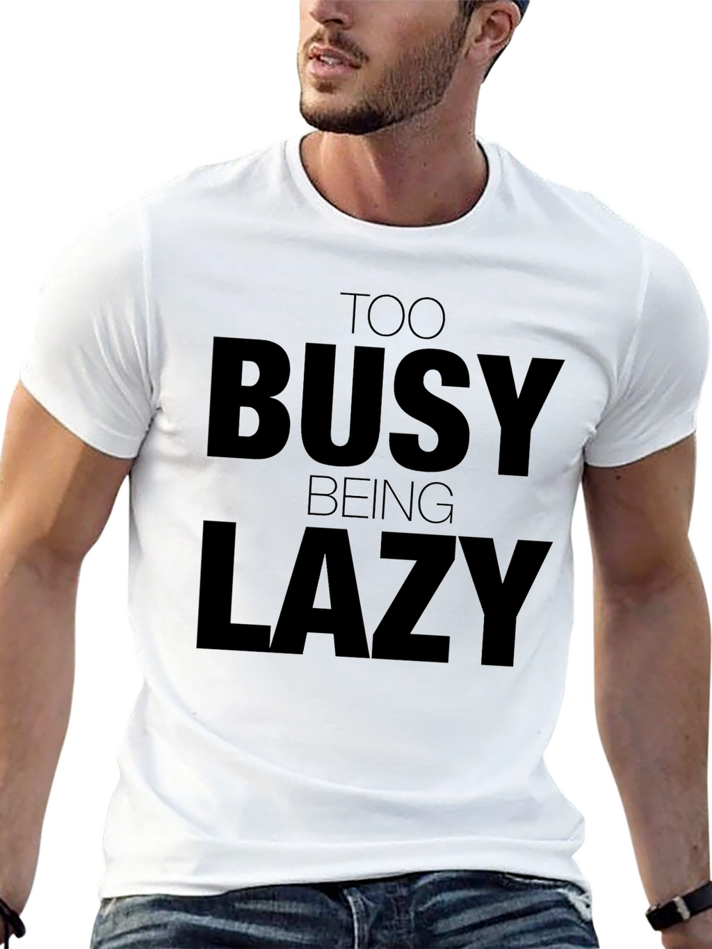 Too Busy Being Lazy Graphic Tee - Black