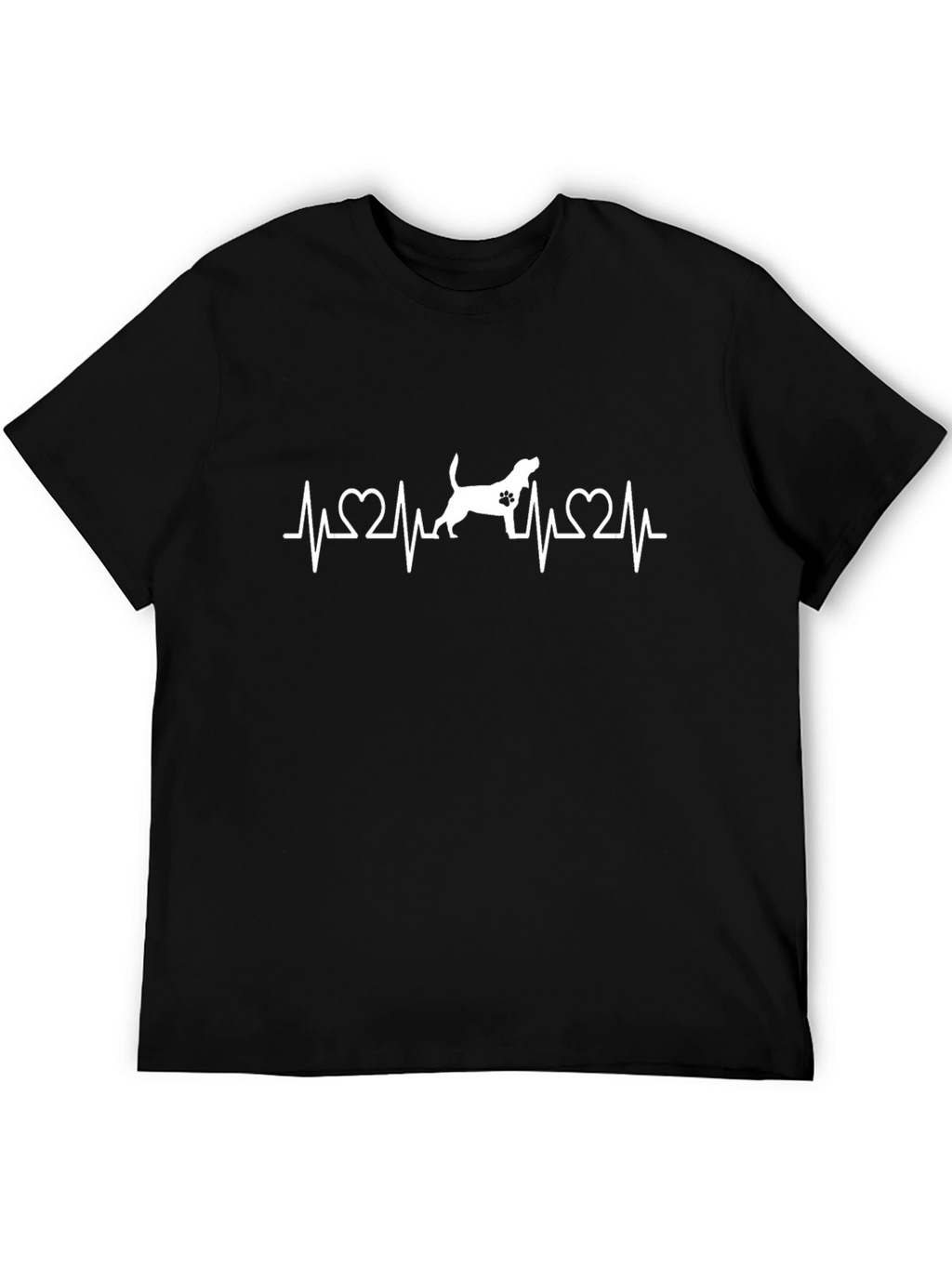 Dog Lover Heartbeat T-Shirt - Black