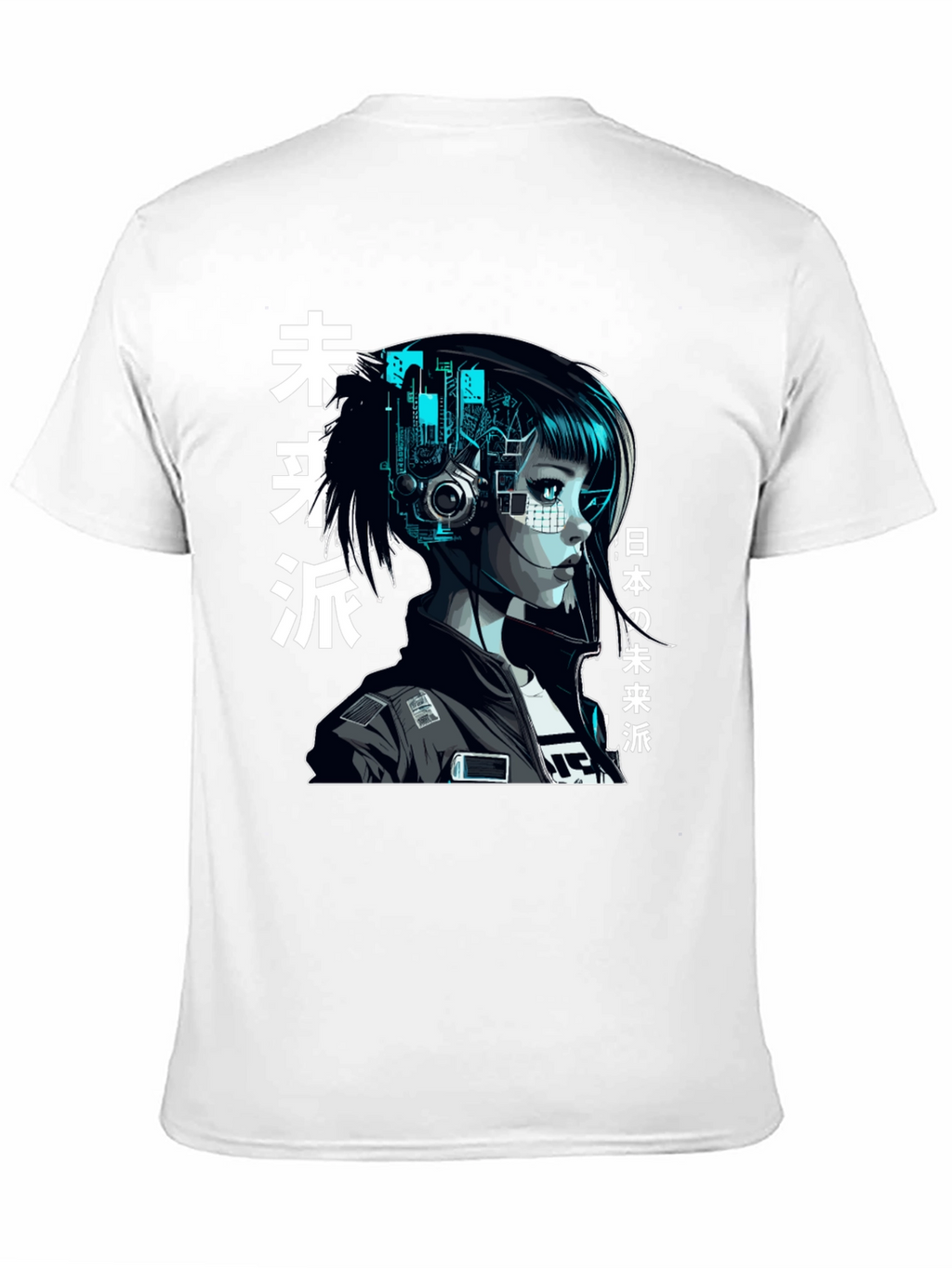 Cyberpunk Girl Graphic Print Black T-Shirt