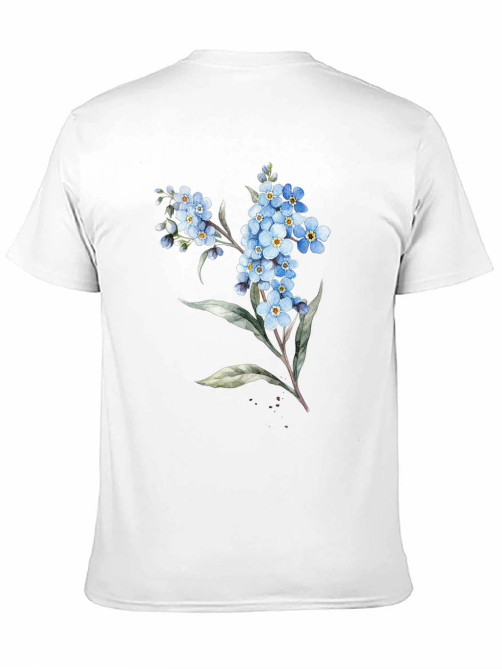 Floral Black T-Shirt - Forget-Me-Not Design
