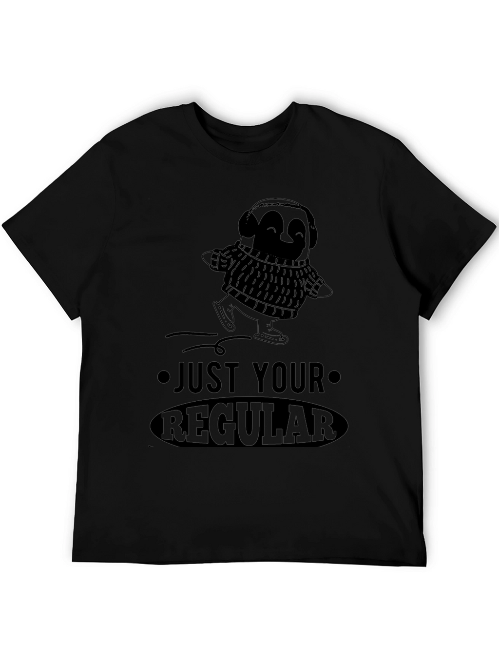 Just Your Regular Skater Penguin Black T-Shirt