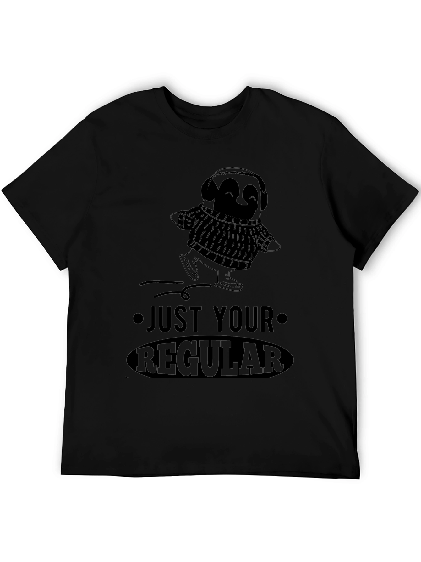 Just Your Regular Skater Penguin Black T-Shirt