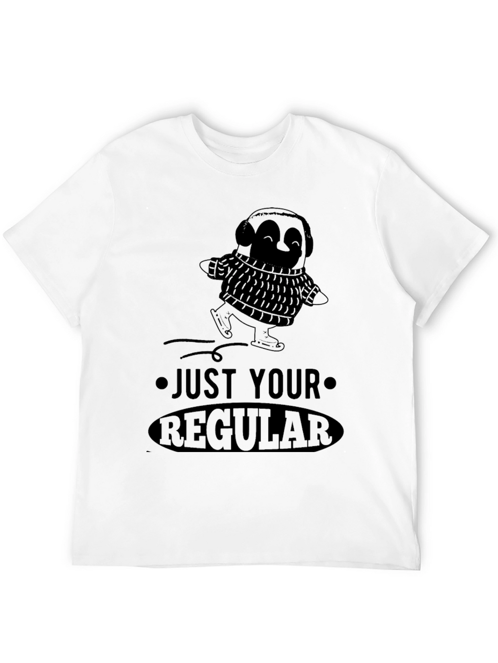 Just Your Regular Skater Penguin Black T-Shirt