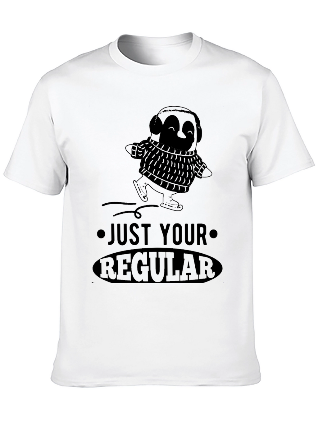 Just Your Regular Skater Penguin Black T-Shirt
