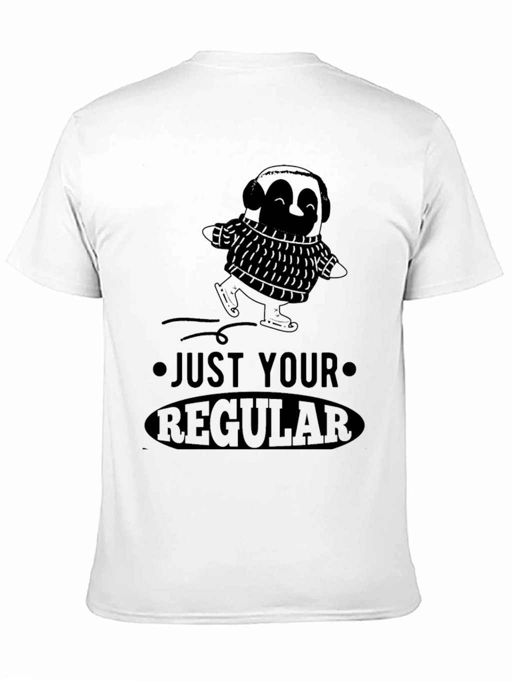 Just Your Regular Skater Penguin Black T-Shirt