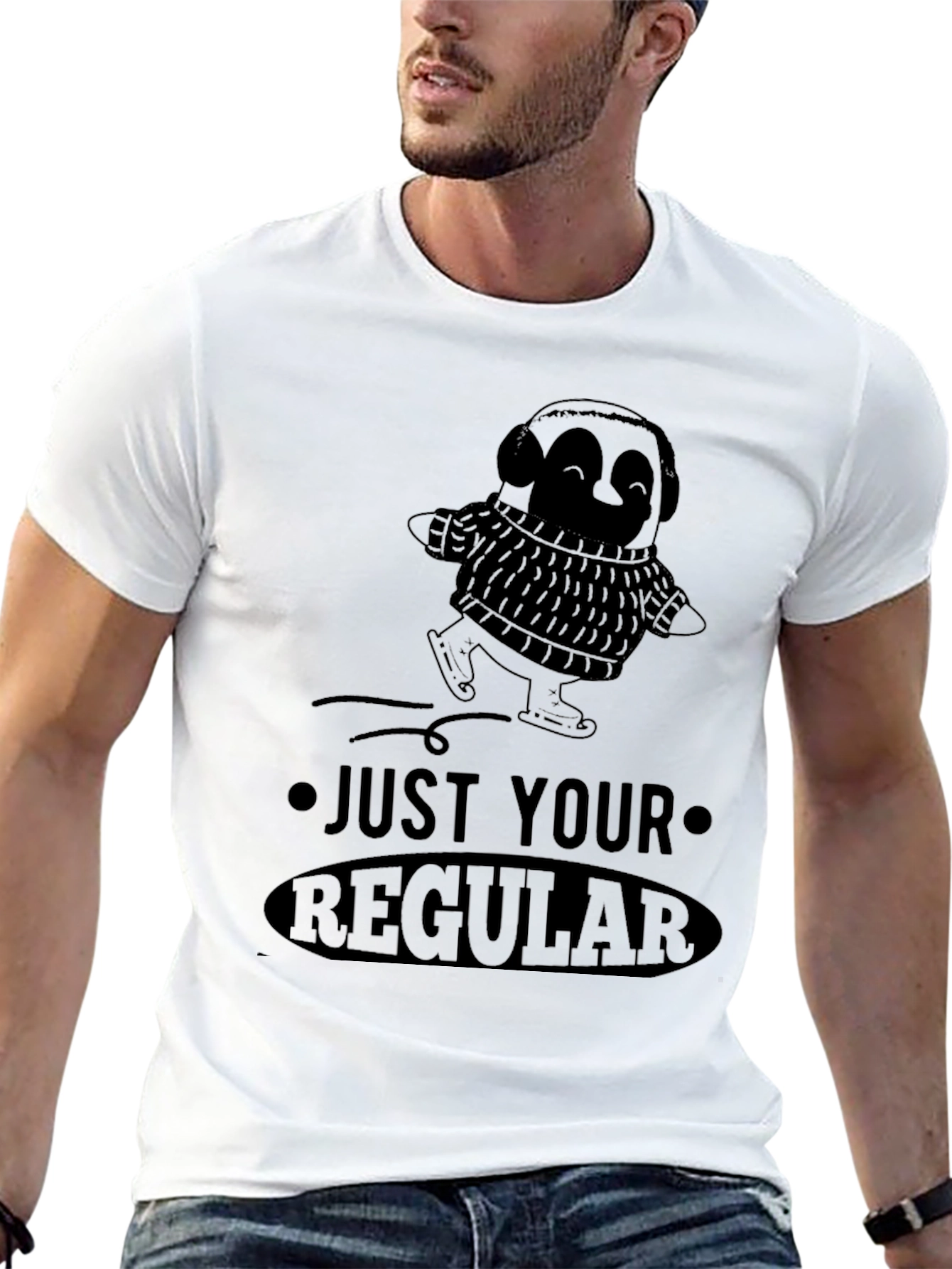 Just Your Regular Skater Penguin Black T-Shirt